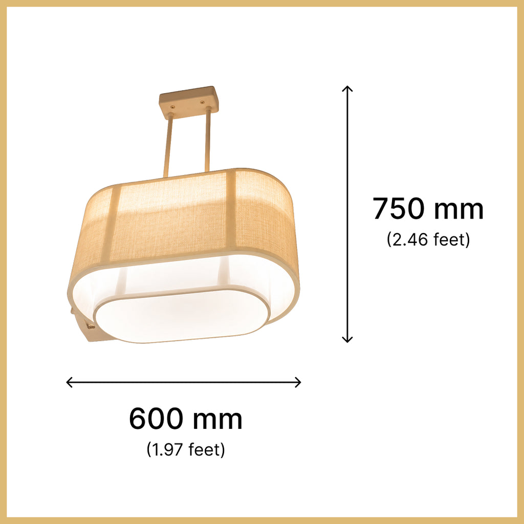 Twin Rectangular Oval Cane Step Pendent  600 mmmx300mm