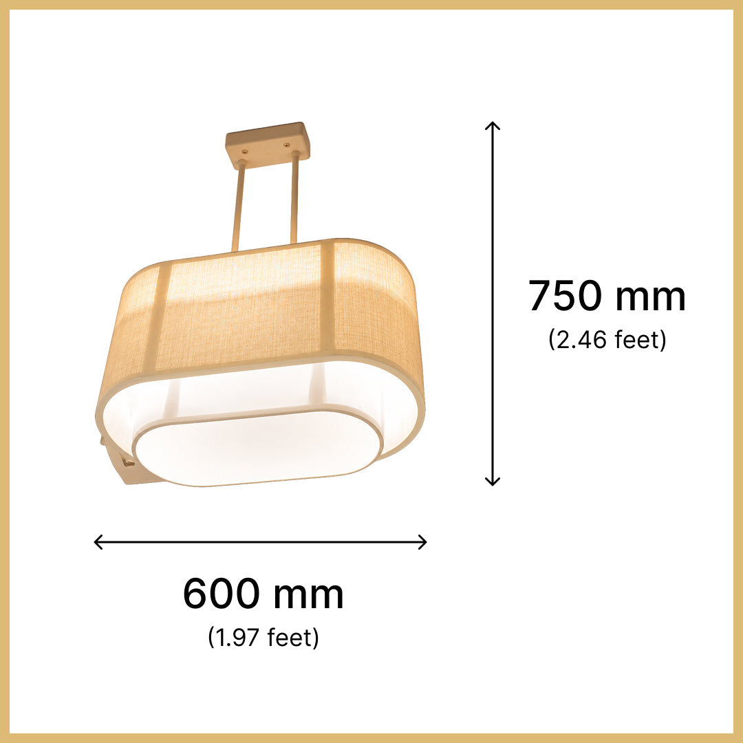 Twin Rectangular Oval Cane Step Pendent  600 mmmx300mm
