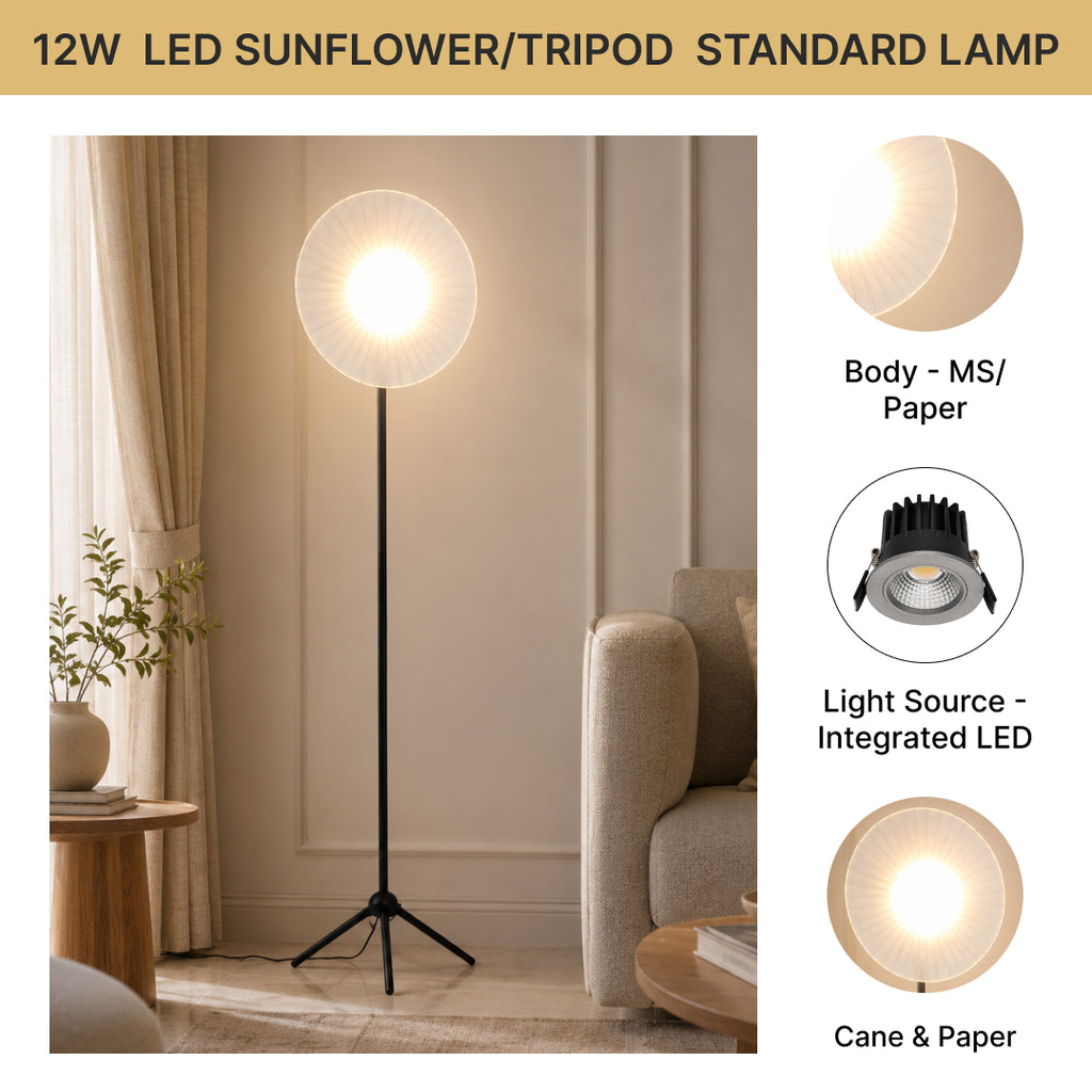 12W LED Sun Flower/tripod Standard Lamp