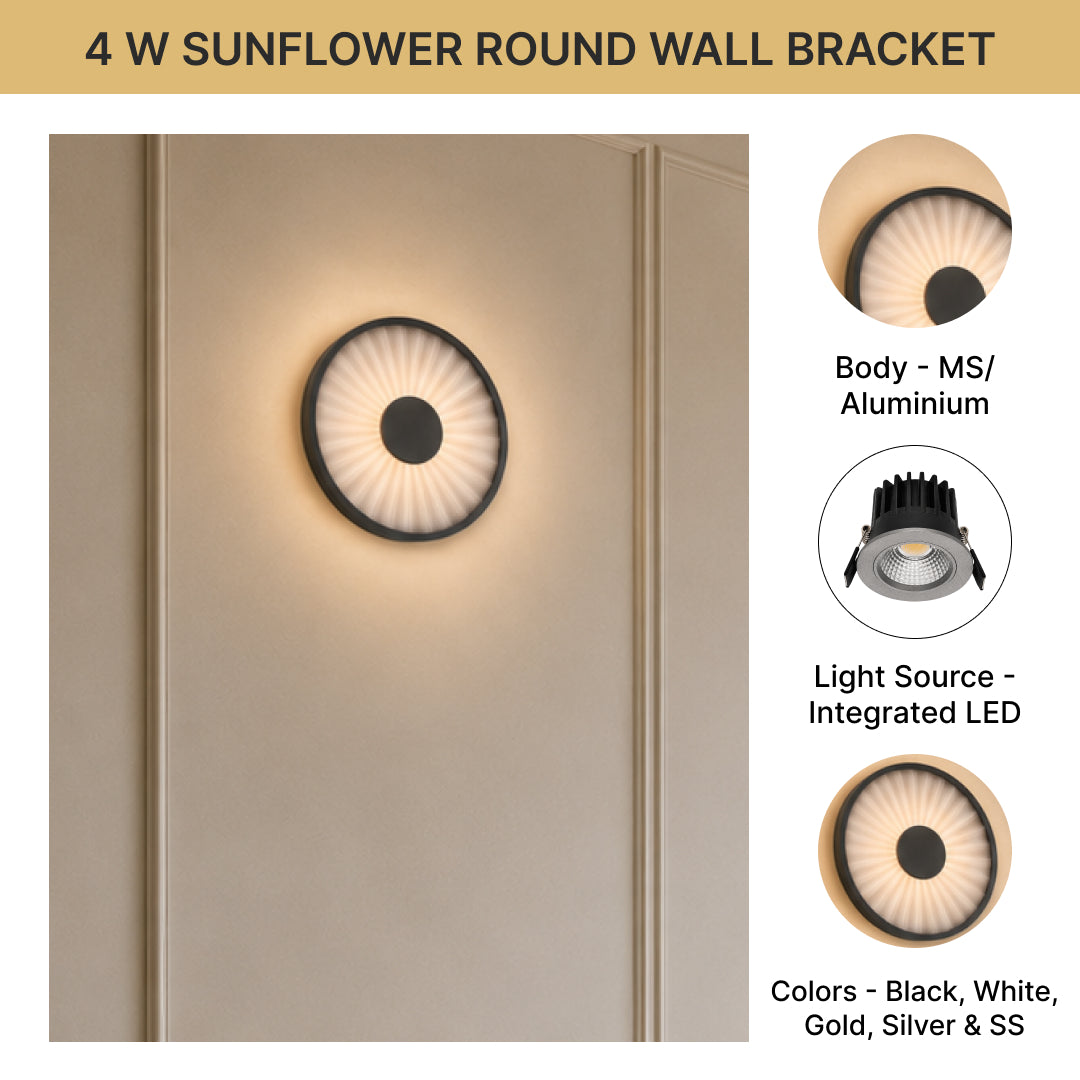 4Watt Sun Flower Round Wall Bracket