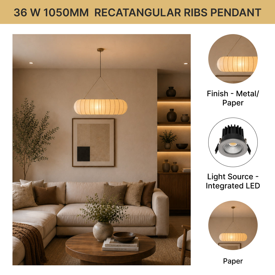 36Watt, 1050mm Rectangular Ribs Pendent
