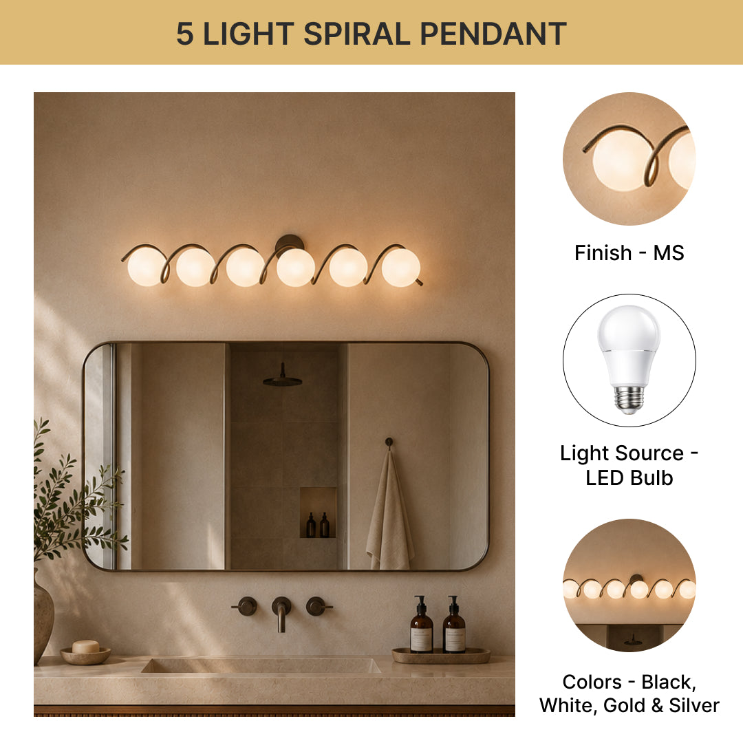 5 Light Spiral Pendent