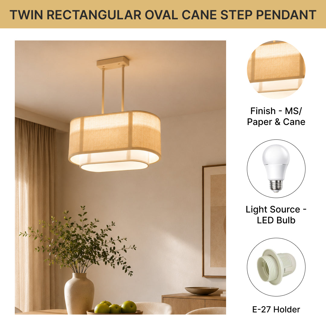 Twin Rectangular Oval Cane Step Pendent  600 mmmx300mm