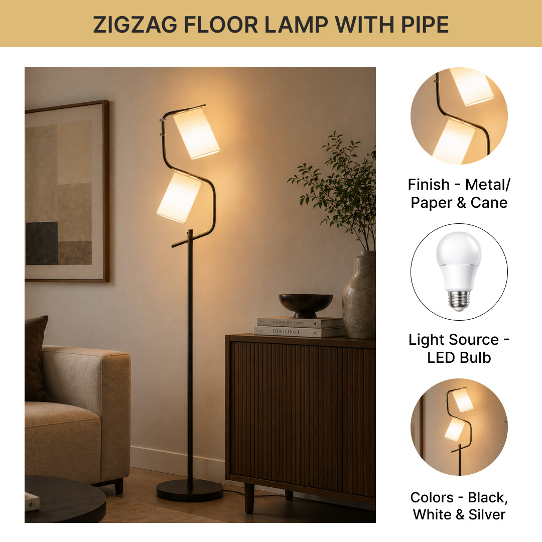 Zigzag Floor Lamp With Pipe