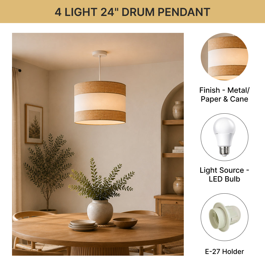 4 Light 24” Drum Pendent