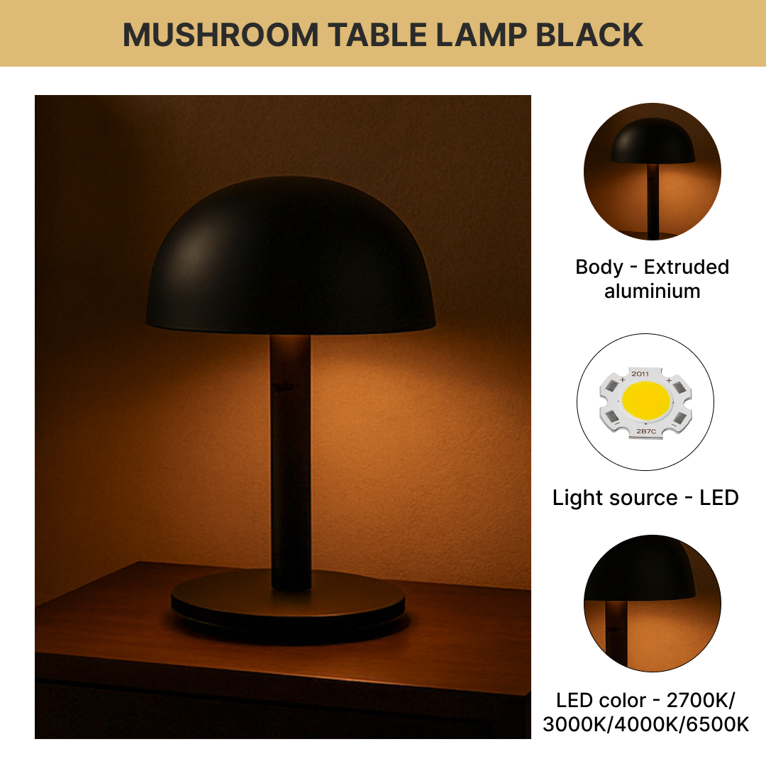 Mushroom Table Lamp black
