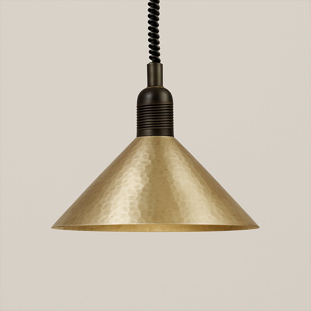 Conical Venus Pendant (Adjustable) With pully Beaten Aluminum