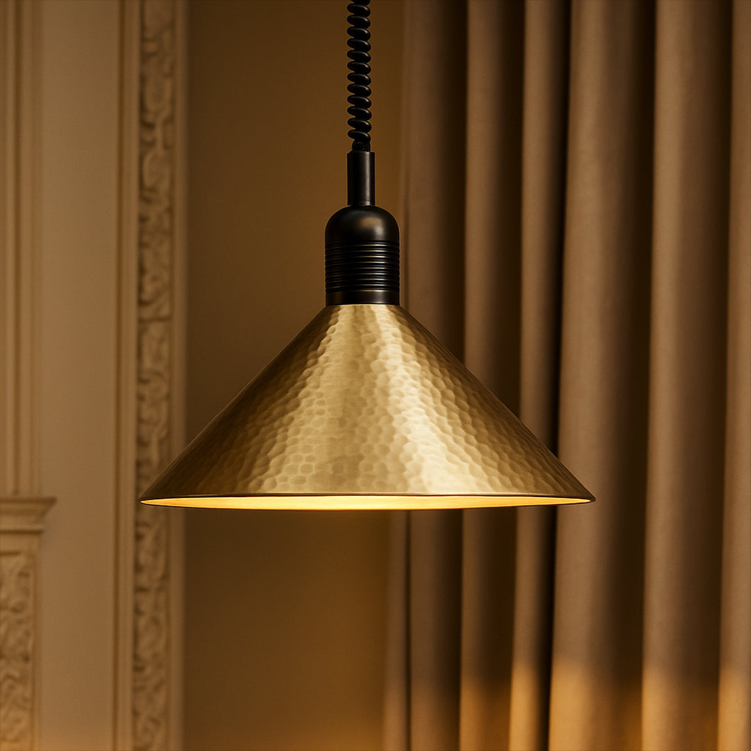 Conical Venus Pendant (Adjustable) With pully Beaten Aluminum