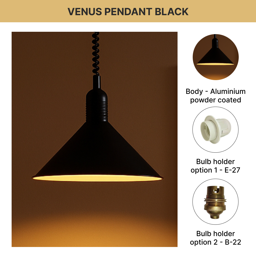 Conical Venus Pendant Adjustable With Pulley